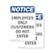 Signmission Employees Only Customers Do Not Enter OSHA Notice Sign, Plastic, 7in W x 10in L, 2PK OS-2PACK-NS-P-710-V-11991 - alternate 1